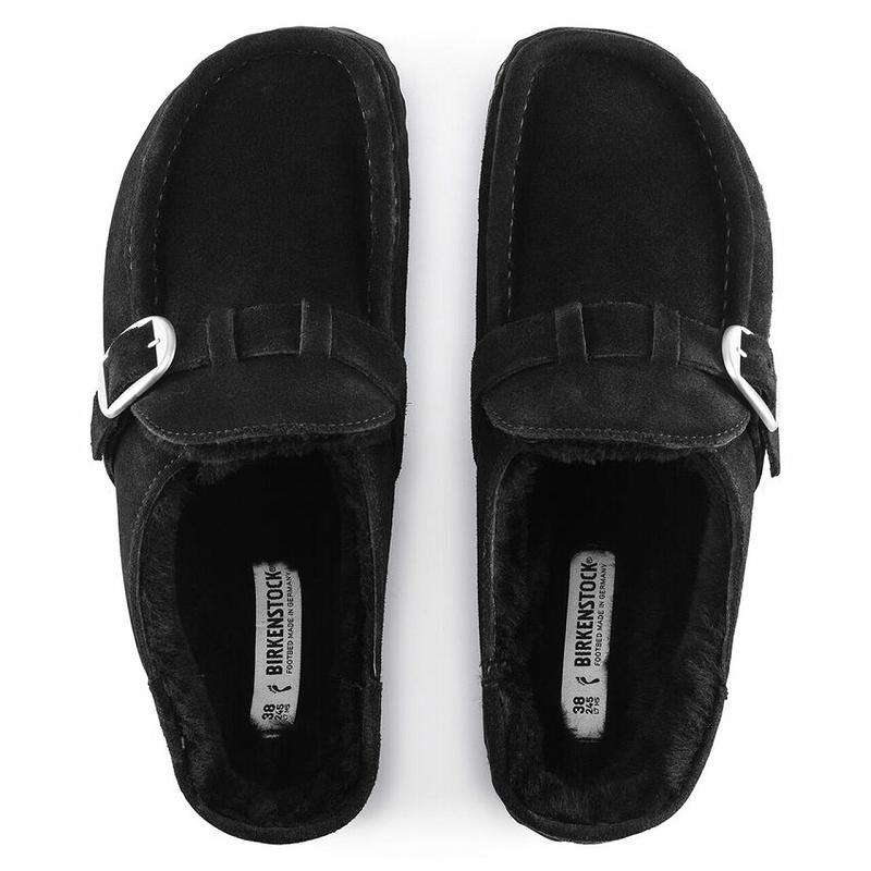 Birkenstock Buckley Shearling Ruskind Læder Træsko Dame Sort | DK 292UZG